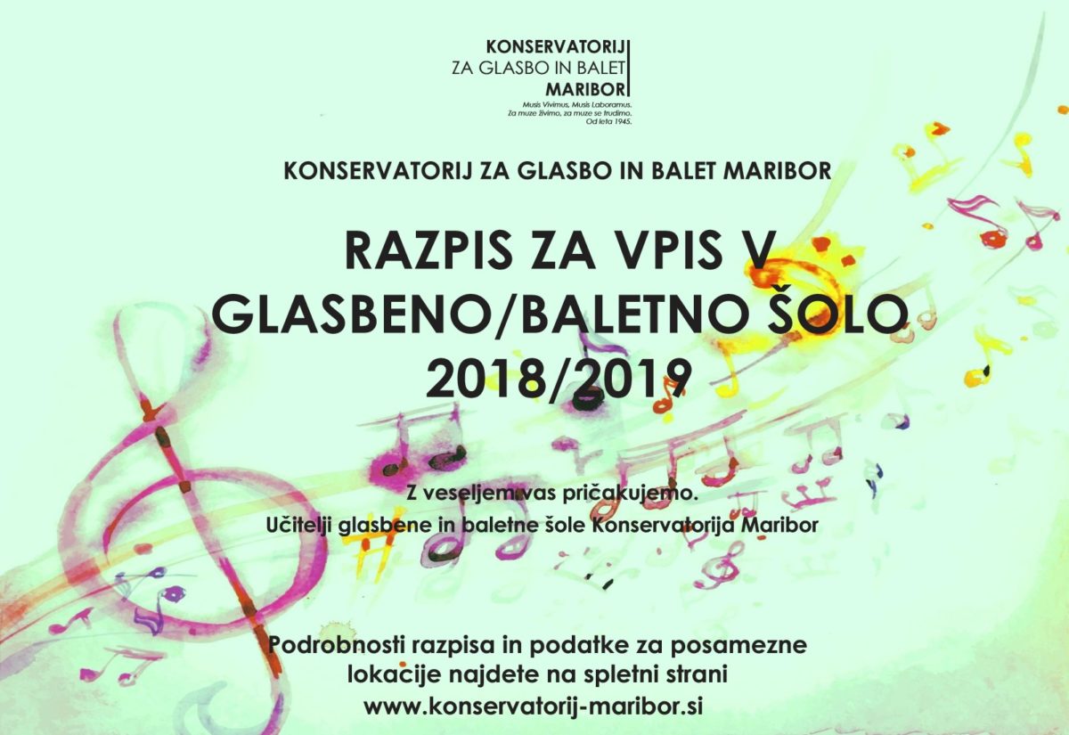 RAZPIS ZA VPIS v glasbeno in baletno šolo 2018/2019